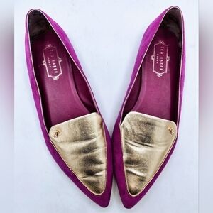 Ted Baker London Oleshky Magenta And Gold Pointy Toe Flats Size 40, 9.5